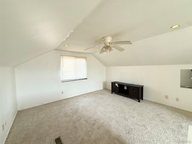 8121 Marian St, Warren, MI 48093 - bonus room featuring ceiling fan, vaulted ceiling, carpet, and recessed lighting