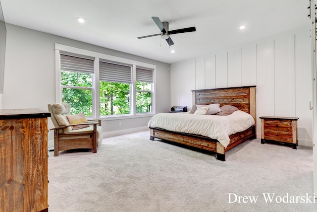 8205 Autumn Acres Dr, Rockford, MI 49341 - bedroom featuring light colored carpet, recessed lighting, and ceiling fan