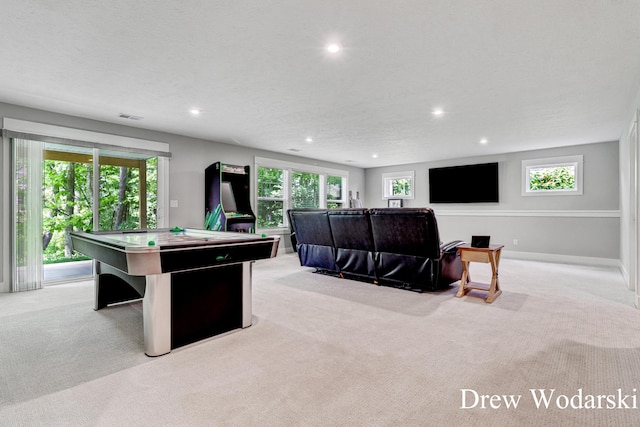 8205 Autumn Acres Dr, Rockford, MI 49341 - game room featuring carpet floors, recessed lighting, plenty of natural light, and pool table