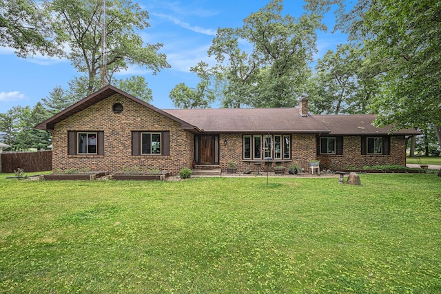 33370 Frantz Dr, Niles, MI 49120 - ranch-style house featuring brick siding and a chimney