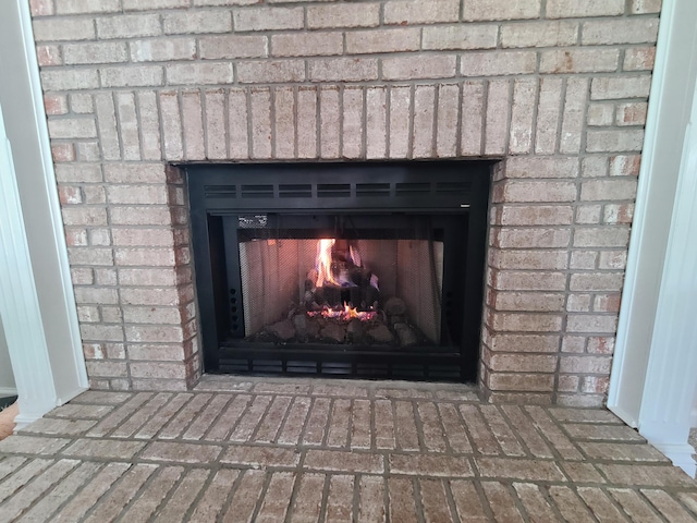 3393 Kevin Cir, Warren, MI 48092 - detailed view of a brick fireplace