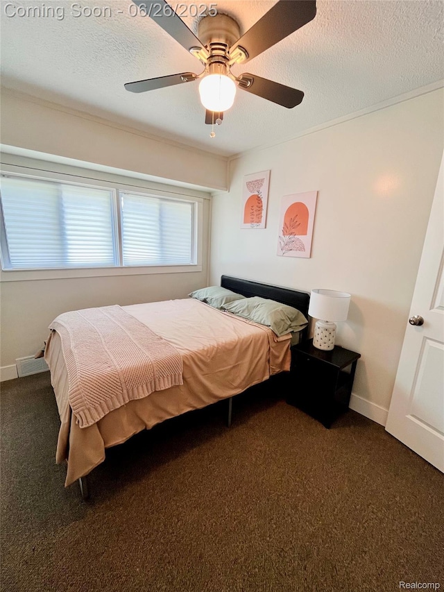 1918 Cherrylawn Dr, Flint, MI 48504 - bedroom with carpet, a textured ceiling, and ceiling fan