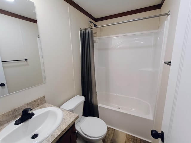 770 129th Ave Unit 4, Shelbyville, MI 49344 - bathroom featuring wood finished floors, vanity, and shower / bathtub combination with curtain