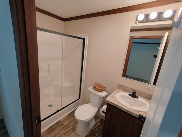 770 129th Ave Unit 4, Shelbyville, MI 49344 - full bath with vanity, a stall shower, and wood finished floors