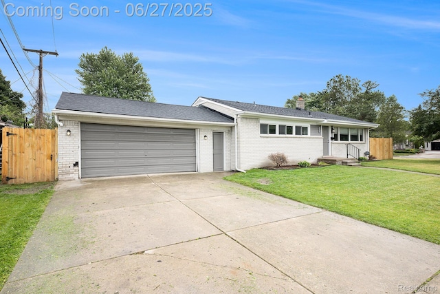 22252 Dale Allen St, Mount Clemens, MI 48035 - ranch-style home featuring brick siding, a garage, concrete driveway, and a chimney