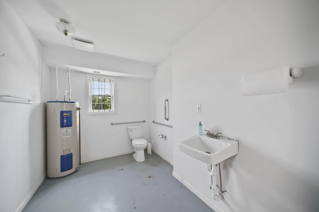 15379 Howard Rd, Hanover, MI 49241 - bathroom with electric water heater and finished concrete flooring