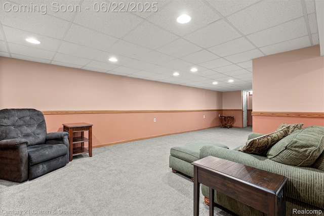 33911 Pawnee St, Westland, MI 48185 - carpeted living room featuring a paneled ceiling and recessed lighting