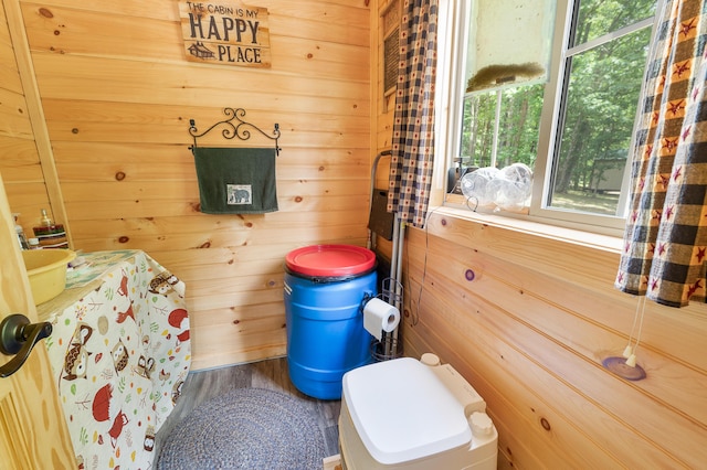 122 Canyon Rd, Leroy, MI 49655 - bathroom with wood walls and wood finished floors