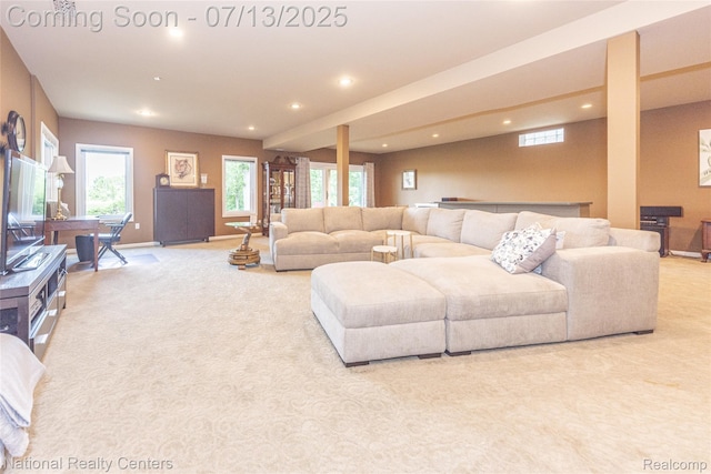 285 Ash Ct, South Lyon, MI 48178 - carpeted living area featuring recessed lighting and baseboards