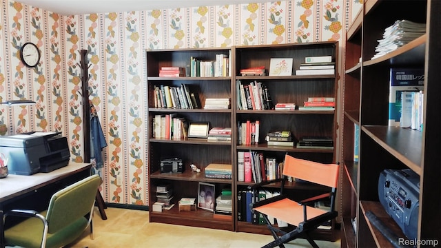 5396 Provincial Dr, Bloomfield Hills, MI 48302 - home office featuring wallpapered walls
