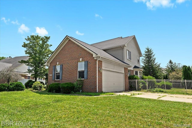 20077 Dovetail Dr, Brownstown, MI 48183 - view of side of property featuring brick siding, concrete driveway, and an attached garage