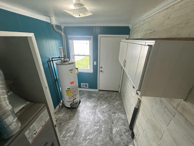 9262 Washington St, Romulus, MI 48174 - foyer featuring water heater and crown molding