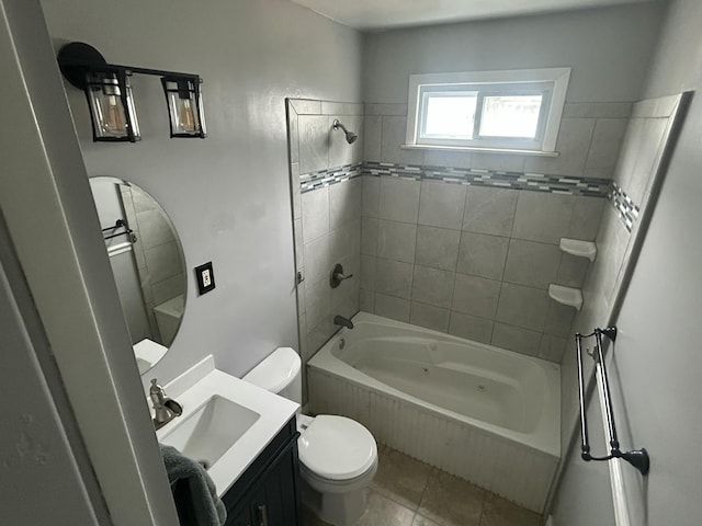 9262 Washington St, Romulus, MI 48174 - bathroom featuring washtub / shower combination, vanity, and tile patterned floors