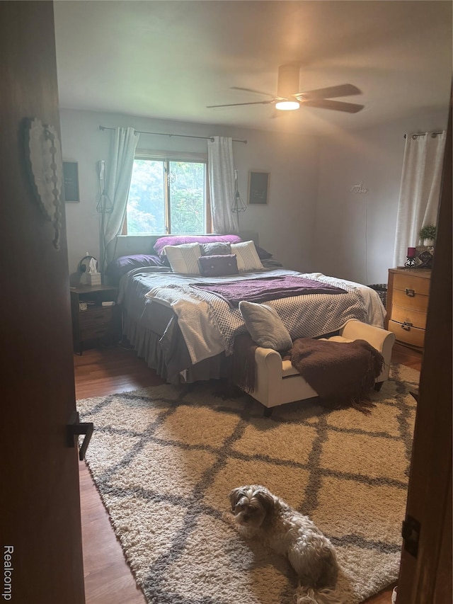 5636 Crescent St, Norway, MI 49870 - bedroom featuring wood finished floors and ceiling fan