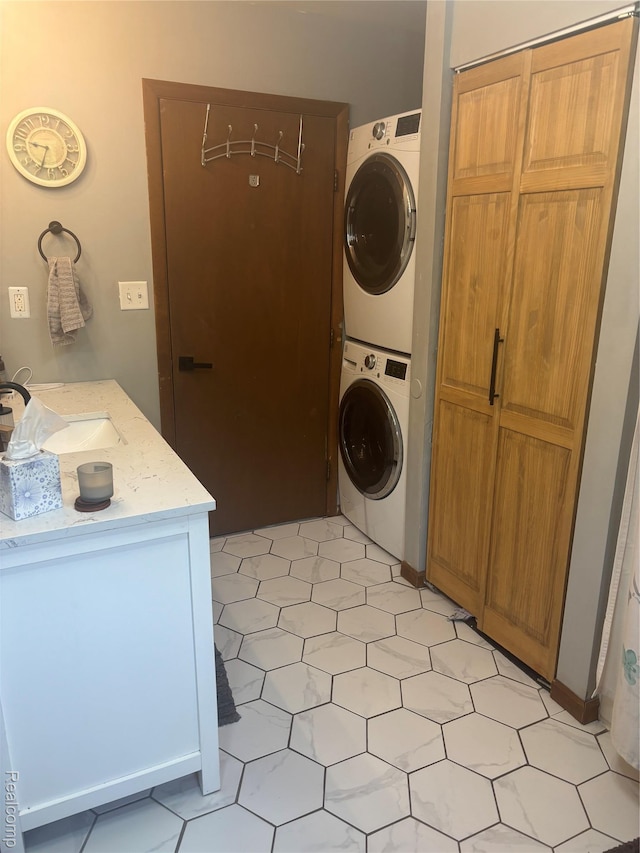 5636 Crescent St, Norway, MI 49870 - laundry room with stacked washer and clothes dryer