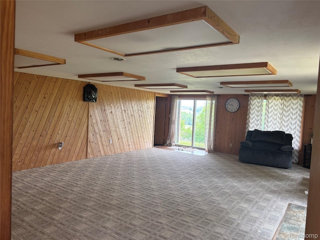 5636 Crescent St, Norway, MI 49870 - unfurnished living room with carpet floors and wood walls