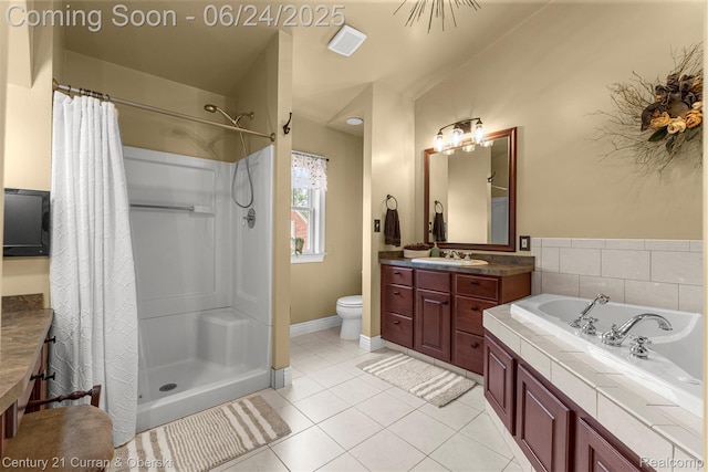 15275 Belmont Ave, Allen Park, MI 48101 - full bathroom with vanity, a shower with curtain, tile patterned floors, and a bath
