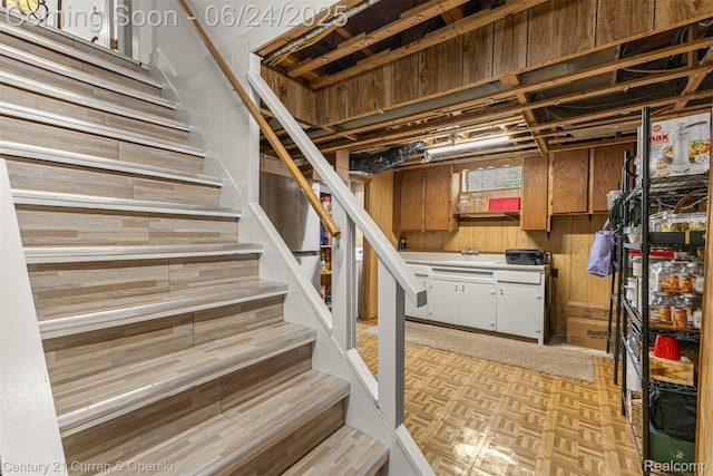 15275 Belmont Ave, Allen Park, MI 48101 - below grade area featuring stairs and wood walls
