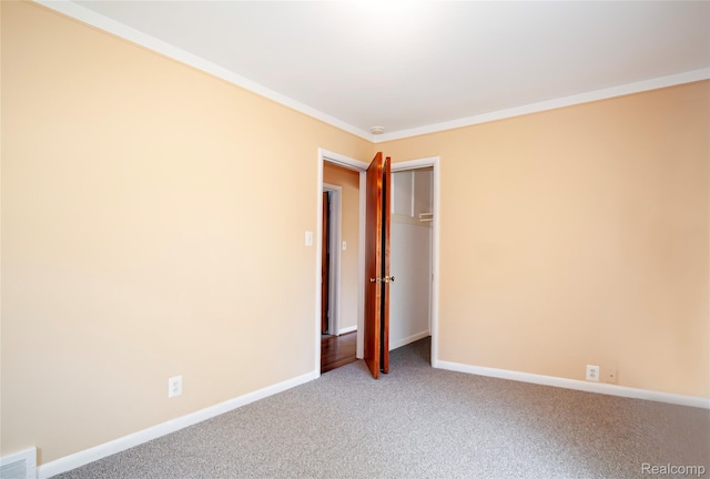 16555 Juliana Ave, Eastpointe, MI 48021 - unfurnished bedroom with light carpet, a closet, and ornamental molding