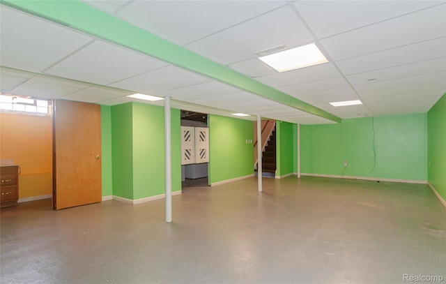 16555 Juliana Ave, Eastpointe, MI 48021 - below grade area featuring stairs and a drop ceiling
