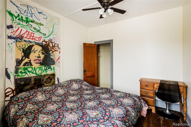 7824 Mount Elliott St, Detroit, MI 48211 - bedroom featuring dark wood finished floors and ceiling fan