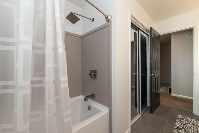 6615 Pleasantview Dr, Portage, MI 49024 - bathroom featuring shower / bath combination with curtain and tile patterned floors