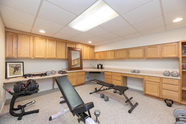 6615 Pleasantview Dr, Portage, MI 49024 - office space featuring built in desk, a paneled ceiling, light carpet, and recessed lighting