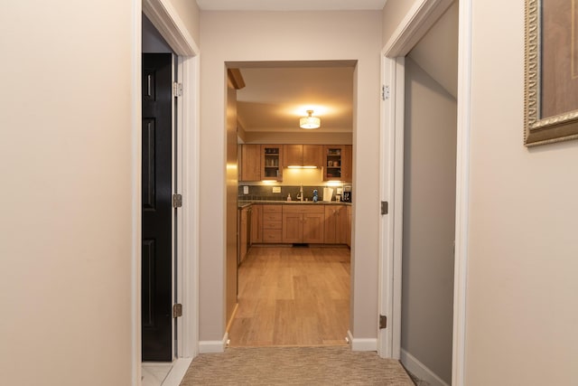 6615 Pleasantview Dr, Portage, MI 49024 - hallway with a sink and light carpet