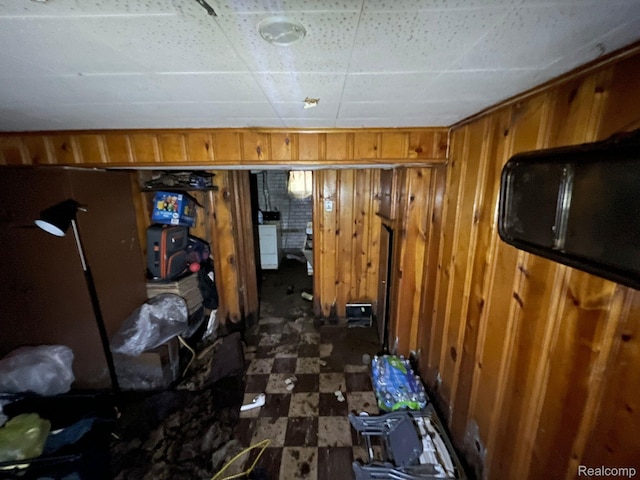18602 Brinker St, Detroit, MI 48234 - finished basement featuring wooden walls and tile patterned floors