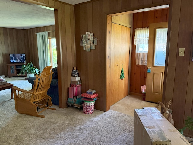 715 Filer Ave, Filer City, MI 49634 - sitting room with carpet floors and wood walls