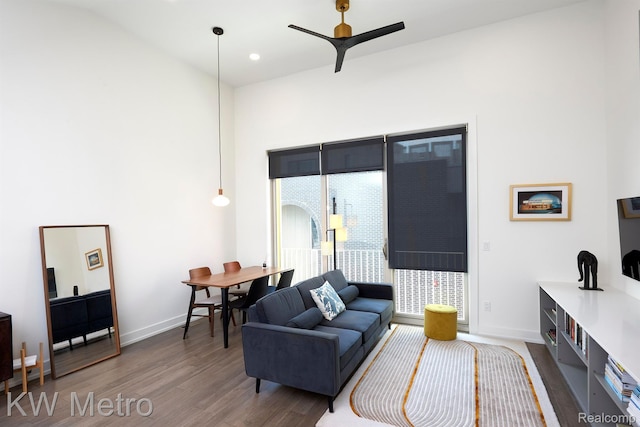 2821 Brush St, Detroit, MI 48201 - living room with wood finished floors, ceiling fan, and recessed lighting