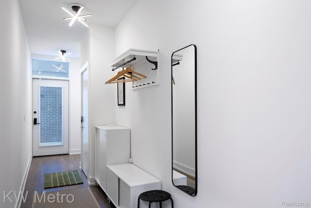 2821 Brush St, Detroit, MI 48201 - mudroom with dark wood-style flooring and baseboards