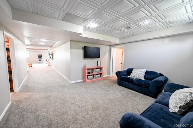 7396 Elms Rd, Swartz Creek, MI 48473 - living room with carpet flooring and an ornate ceiling