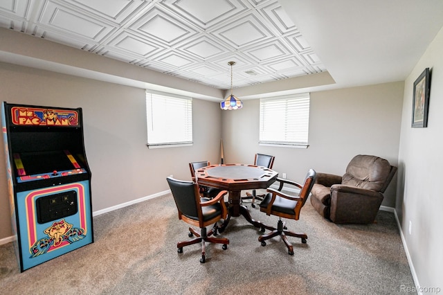 7396 Elms Rd, Swartz Creek, MI 48473 - playroom with carpet floors and an ornate ceiling
