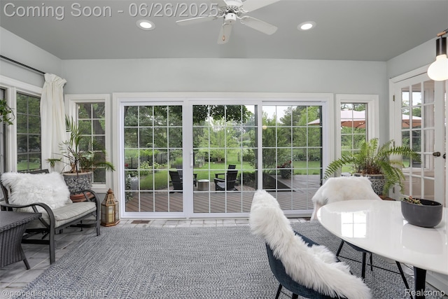 753 Grand Marais St, Grosse Pointe Park, MI 48230 - sunroom with ceiling fan and recessed lighting