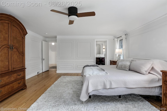 753 Grand Marais St, Grosse Pointe Park, MI 48230 - bedroom featuring light wood finished floors, a ceiling fan, and ensuite bathroom