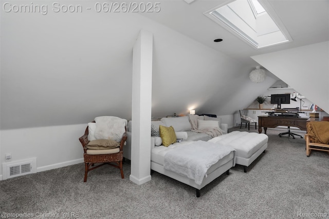 753 Grand Marais St, Grosse Pointe Park, MI 48230 - bedroom featuring a skylight, carpet, vaulted ceiling, and a desk