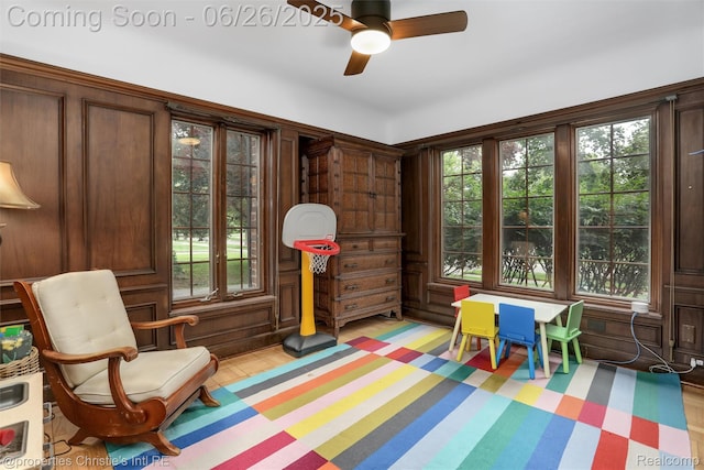 753 Grand Marais St, Grosse Pointe Park, MI 48230 - game room with plenty of natural light and ceiling fan