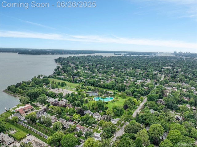 753 Grand Marais St, Grosse Pointe Park, MI 48230 - aerial view of property and surrounding area with a large body of water and a pool area