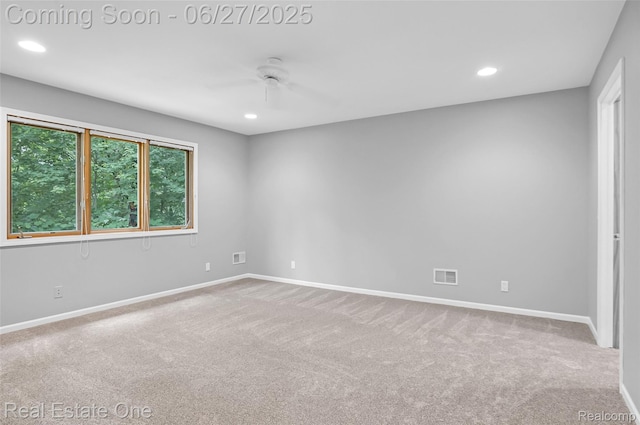 2300 Canyon Ridge Dr, White Lake, MI 48383 - carpeted empty room featuring ceiling fan and recessed lighting