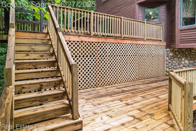 2300 Canyon Ridge Dr, White Lake, MI 48383 - wooden deck with stairs