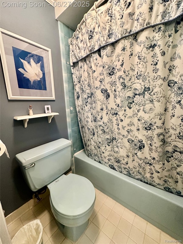 9276 Old Plank Ln, Brighton, MI 48114 - full bath with tile patterned floors and shower / bath combo with shower curtain