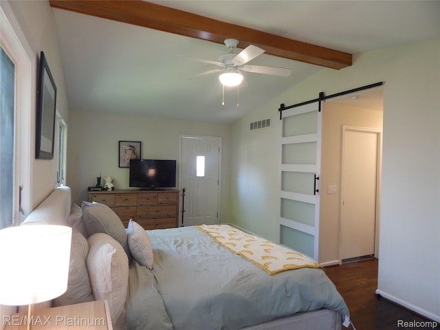 22133 Rosedale St, Saint Clair Shores, MI 48080 - bedroom featuring a barn door, wood finished floors, and ceiling fan