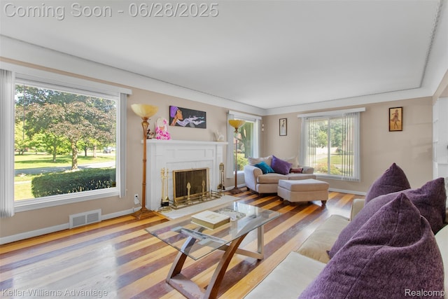 21415 Lathrup St, Southfield, MI 48075 - living room with wood finished floors and a high end fireplace