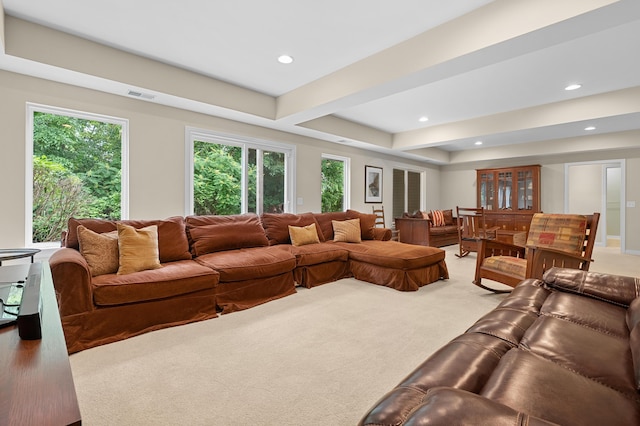 636 Wynding Oaks, Kalamazoo, MI 49006 - living area featuring light colored carpet, recessed lighting, and a raised ceiling