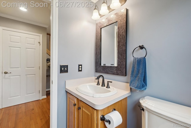 1453 Maplewood Dr, Saline, MI 48176 - half bath featuring vanity, wood finished floors, and a chandelier