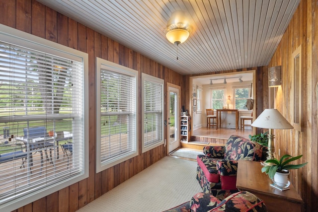9708 Oakland Dr, Portage, MI 49024 - sunroom featuring wood walls