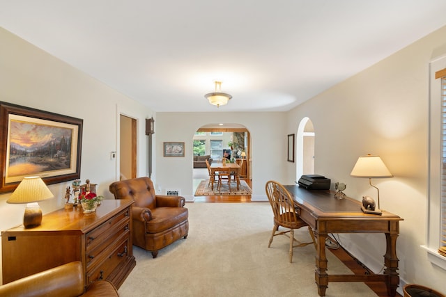 9708 Oakland Dr, Portage, MI 49024 - office area featuring arched walkways and light carpet