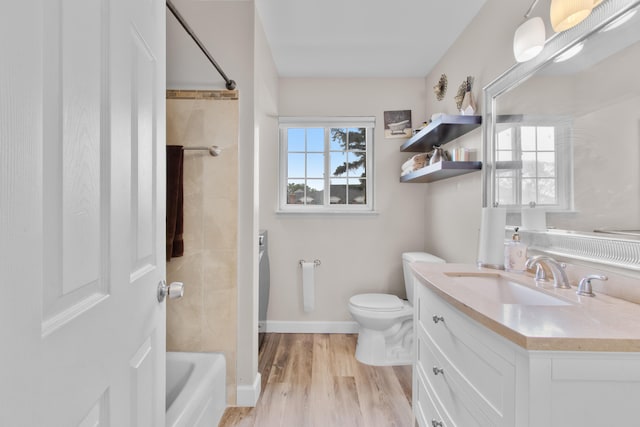 25349 Shiawassee Cir Unit 204, Southfield, MI 48033 - bathroom with vanity, wood finished floors, and shower / bathtub combination