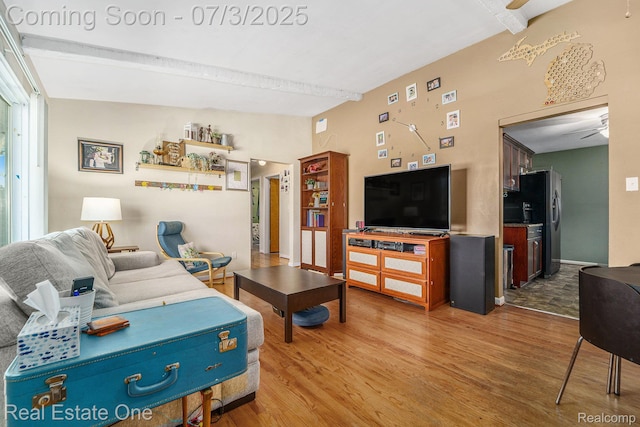 29038 Spoon Ave, Madison Heights, MI 48071 - living area featuring wood finished floors and beam ceiling